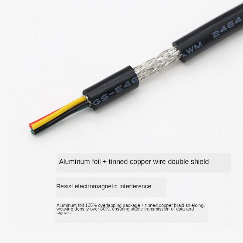 20 Mét UL2464 26AWG 4 Lõi Cáp Che Chắn Hai Lớp Dây Tín Hiệu Dây