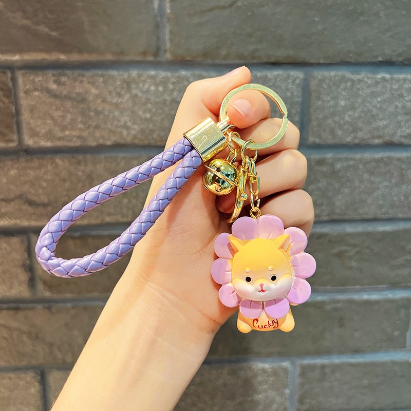 Móc Khóa Hình Chú Chó Và Hoa Hướng Dương Xinh Xắn