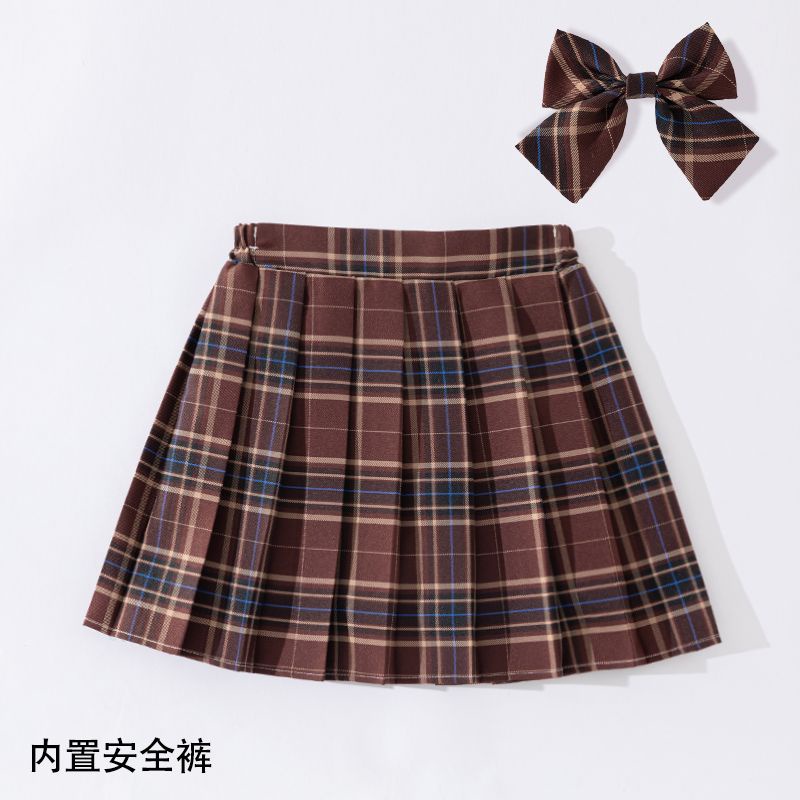 Chân Váy Ngắn Xếp Ly Sọc Caro Phong Cách Preppy Thời Trang Xuân Thu Mới Cho Bé Gái