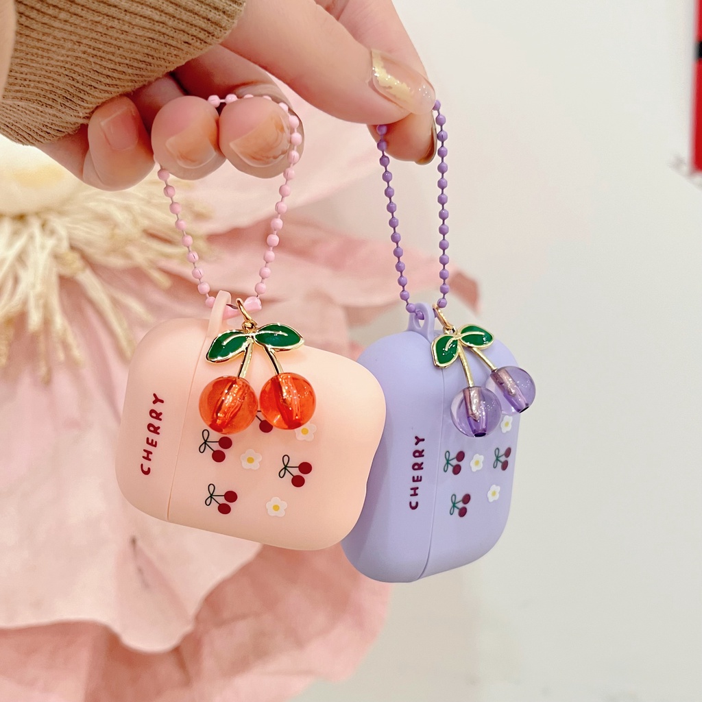 Vỏ Bảo Vệ Hộp Sạc Tai Nghe Bluetooth Không Dây AirPods 1 2 gen3 pro 2 2022 Bằng Silicon TPU Mềm Chống Rơi Hình Quả Cherry Dễ Thương