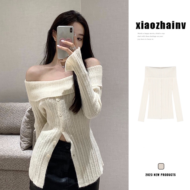 Xiaozhainv Áo Sweater Trễ Vai Tay Dài Thời Trang Mùa Thu Cho Phái Nữ