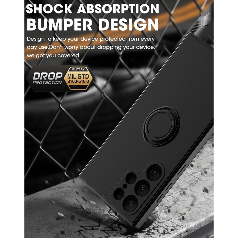 Ốp Điện Thoại Silicone Màu Trơn Tích Hợp Nhẫn Giữ Và Đế Hít Nam Châm Cho Samsung S23 Plus S23 Ultra