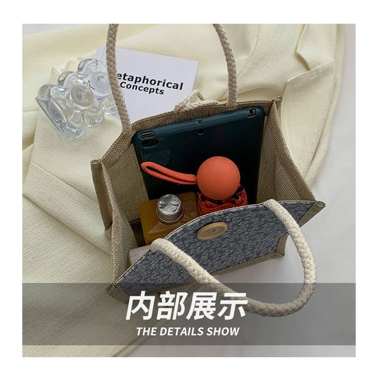 Túi Tote Vải Lanh Đựng Cơm Trưa Phong Cách Pháp