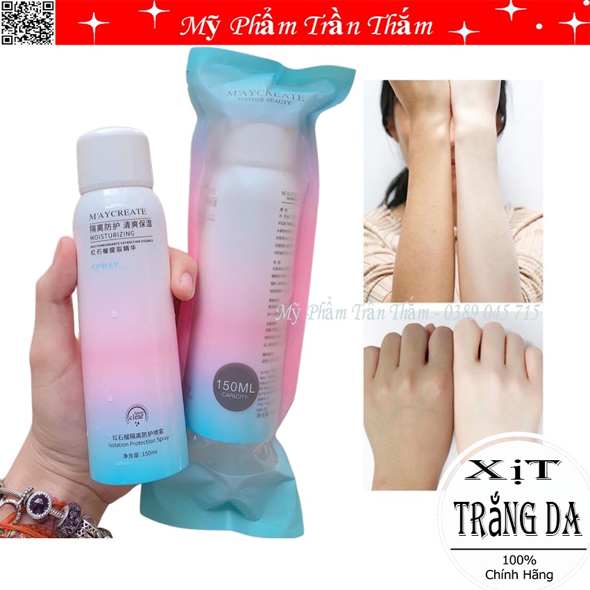 Xịt Chống Nắng Trắng Da MayCreata , Làm Trắng Cấp Tốc Vùng Cổ Và Tay Chân