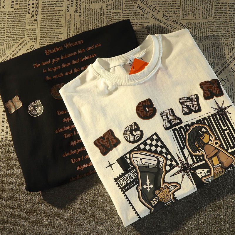 COZOK Áo Thun Ngắn Tay Dáng Rộng In Họa Tiết vintage Thời Trang