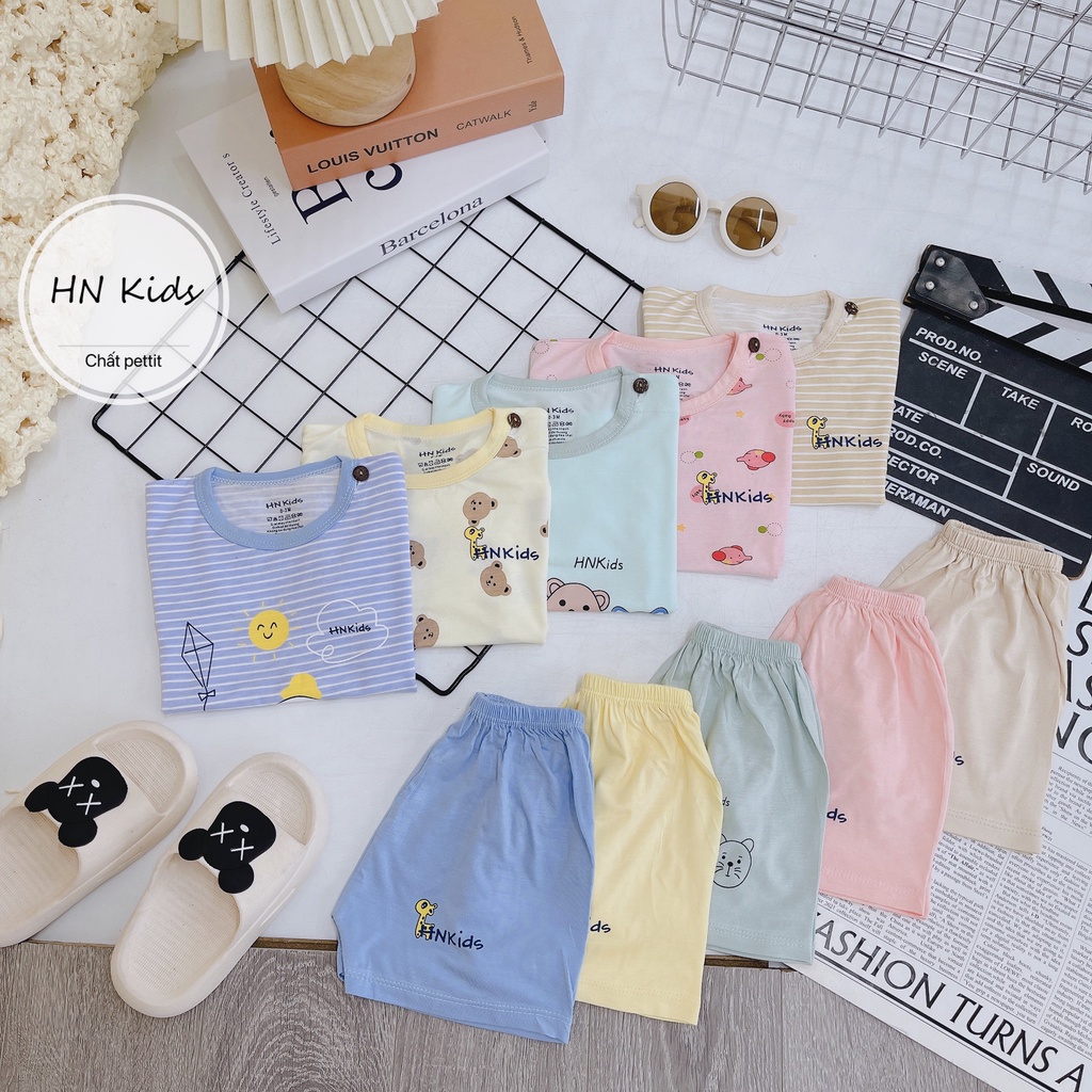 Bộ tay ngắn cài vai Petit sợi tre HN Kids