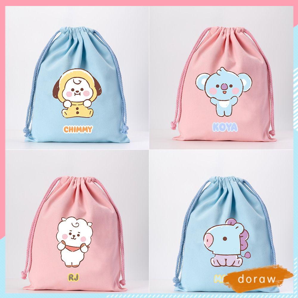 Túi Dây Rút Vải In Hình Hoạt Hình BTS KPOP Trẻ Trung