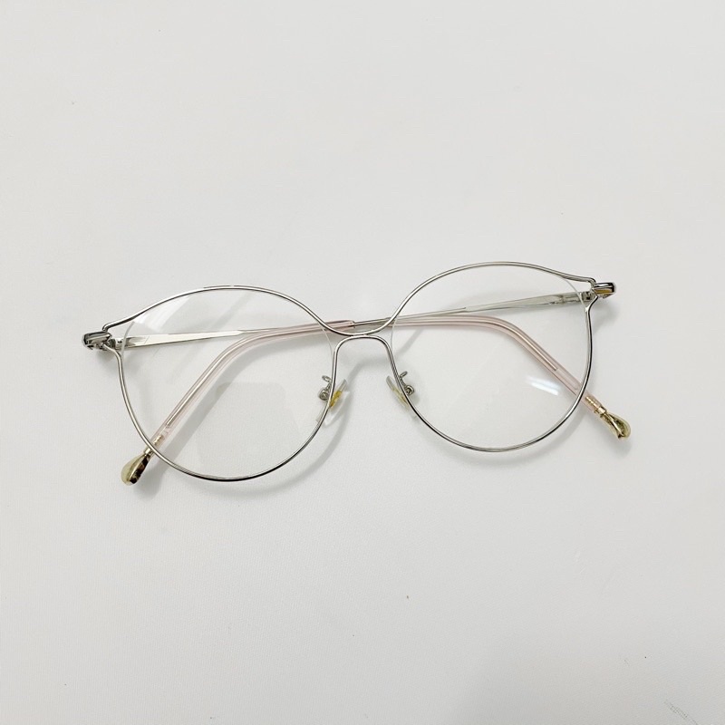 Gọng kính kim loại cao cấp dáng bầu tai mèo oversize 72836 tròng ánh sáng xanh