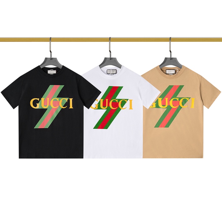 Áo Thun Tay Ngắn Chất Liệu cotton In Họa Tiết GUCCI Cổ Điển Thời Trang Cho Cặp Đôi