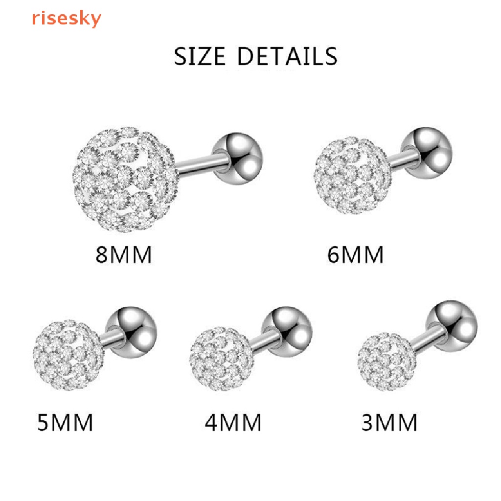 [risesky] Khuyên Xỏ Xỏ Tai / Lông Mày / Môi Bằng Thép Đính Pha Lê Helix Bên Trong Cơ Thể Cho Nữ