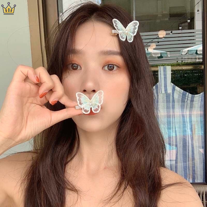 Kẹp Tóc Nơ Lưới Đính Ngọc Trai Ba Chiều Thanh Lịch Thời Trang Hàn Quốc JP5