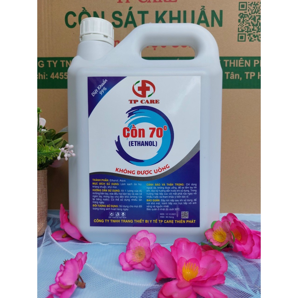 Can Cồn sát khuẩn y tế 70 độ 5 lít- bình cồn 90 độ TP Care hương chanh sả