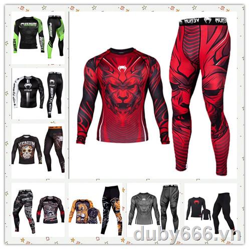 Set Áo Thun Tay Dài In Chữ UFC Muay Thai ❒Áo Thun Thể Thao Ôm Sát Nhanh Khô Chuyên Dụng Tập Boxing