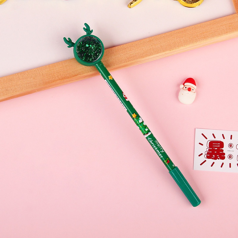 Bút viết ngòi nhỏ mực đen hoạt họa sừng nai kim sa lấp lánh dễ thương cho bé.