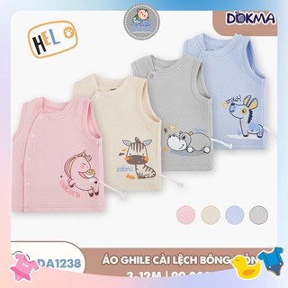 Áo khoác gile cài lệch sơ sinh Dokma trần bông cho bé