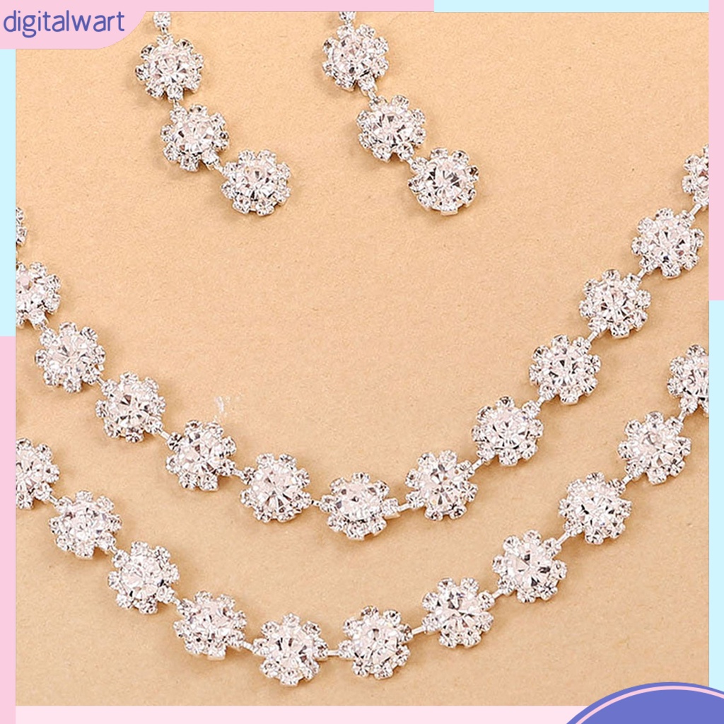 [DIWA] 1 Set Vòng cổ Và Bông Tai Bằng Hợp Kim Lấp Lánh Thanh Lịch
