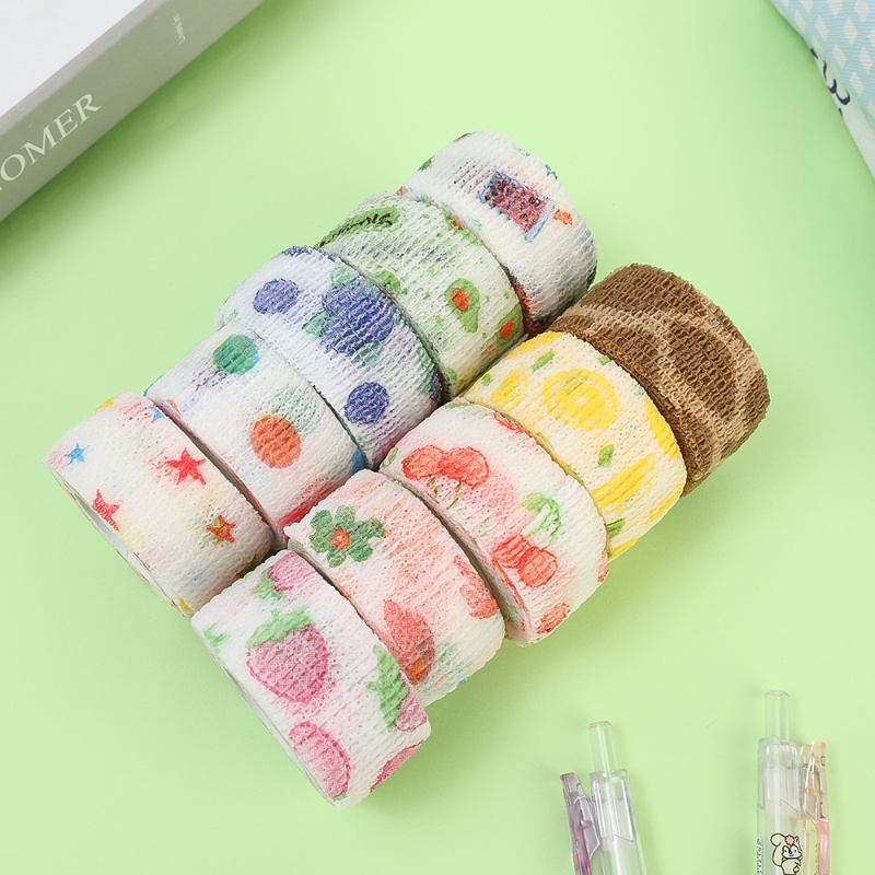 Băng Quấn Ngón Tay Co Giãn Tự Dính In Họa Tiết Hoạt Hình Dễ Thương 2.5x450cm
