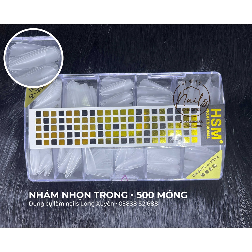500 móng úp nhọn Nhám trong HSM móng giả làm nail (Hộp)