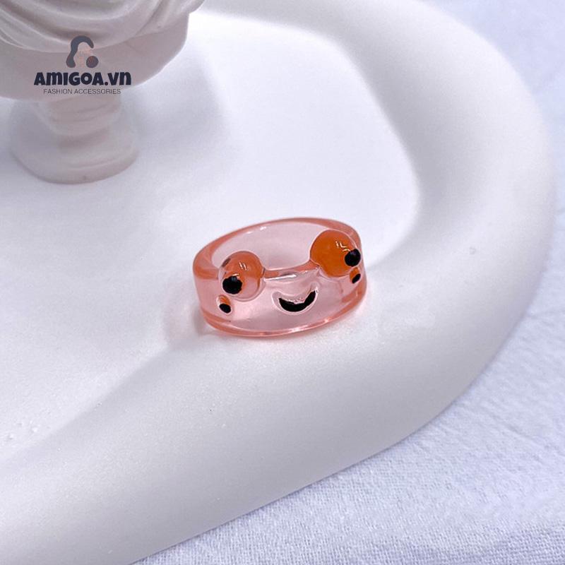 ✨✨Nhẫn Resin Hình Chú Ếch Hoạt Hình Nhiều Màu Dễ Thương