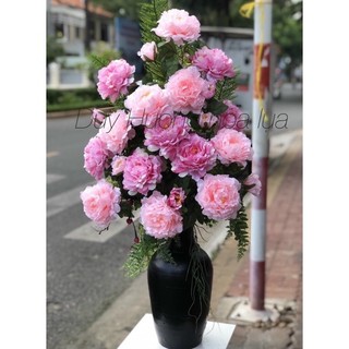 Chùm Hoa Mẫu Đơn - Hoa Lụa Cao Cấp -HOA GIẢ