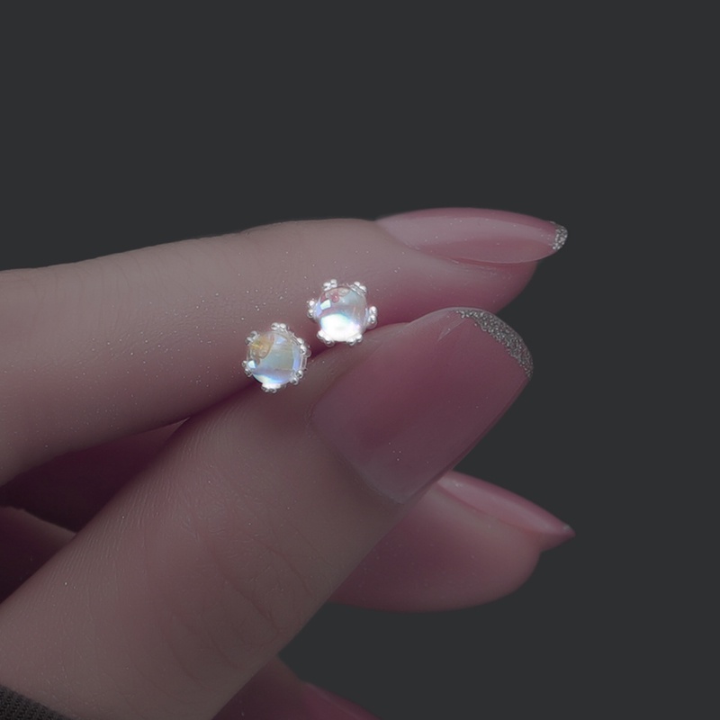 Bông Tai Bạc 925 Hình Mặt Trăng Đính Đá Không Gây Dị Ứng Thời Trang Cho Nữ