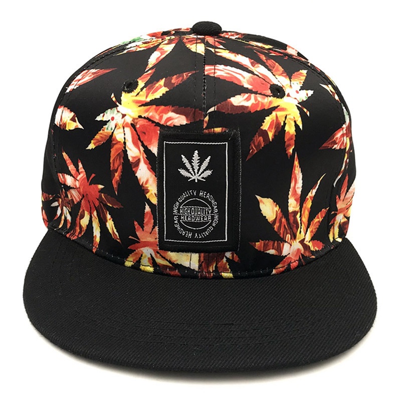 Nón Snapback Hoạ Tiết Lá Cây Phong Cách Hip Hop