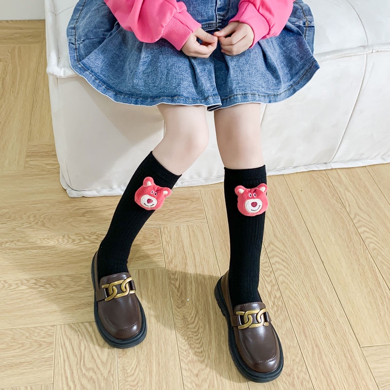 Gấu dâu Tất tất ống dài 100% cotton thu đông cho bé gái