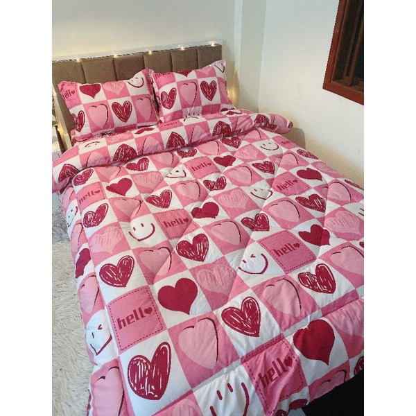 Bộ 5 món chăn phao ga gối poly cotton chăn bông dày