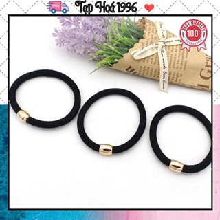 Dây buộc tóc đen hạt đồng vàng siêu xinh, dây buộc tóc đuôi ngựa basic cho phái đẹp
