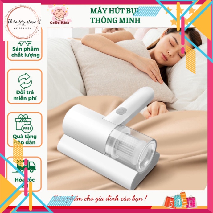 Máy hút bụi giường nệm, máy hút bụi mini cầm tay có tia UV khử khuẩn, hút ẩm không khí, bảo hành 12 tháng HB2