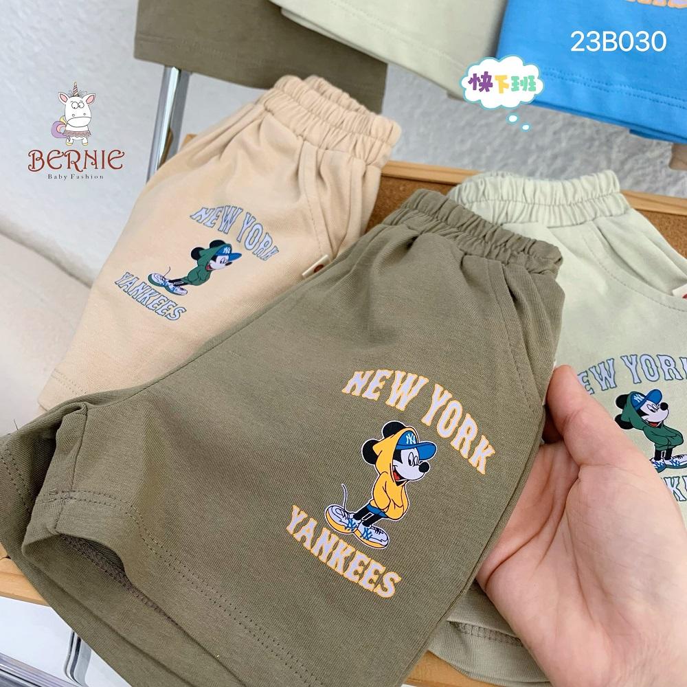Set đồ bộ BERNIE chuột Mickey thun cotton trơn màu cho bé trai bé gái 9 đến 24kg