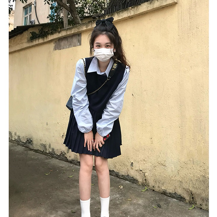 𝗺𝗶𝗲 𝘀𝘁𝘂𝗱𝗶𝗼 - SẴN ÁO SƠ MI Đầm liền khoét tay xếp li