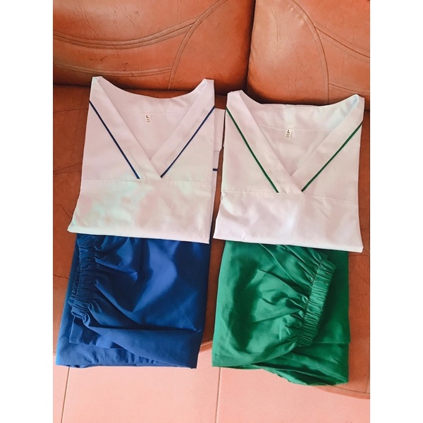 Bộ blu cổ tim có viền nam nữ cộc tay, bộ scrubs kỹ thuật viên cho điều dưỡng, dược sỹ, y tá, bác sĩ (có 3 màu lựa chọn)