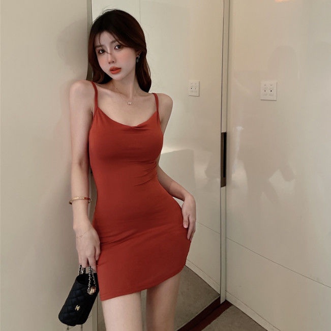 COZOK Đầm Sát Nách Cổ Thấp Màu Trơn Dáng Ôm Thời Trang Quyến Rũ Cho Nữ
