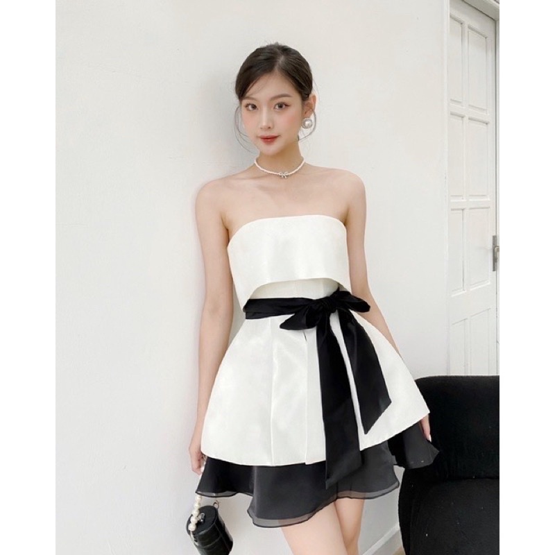 Set áo cúp ngực cột nơ + chân váy TRÂM ANH BOUTIQUE - 296