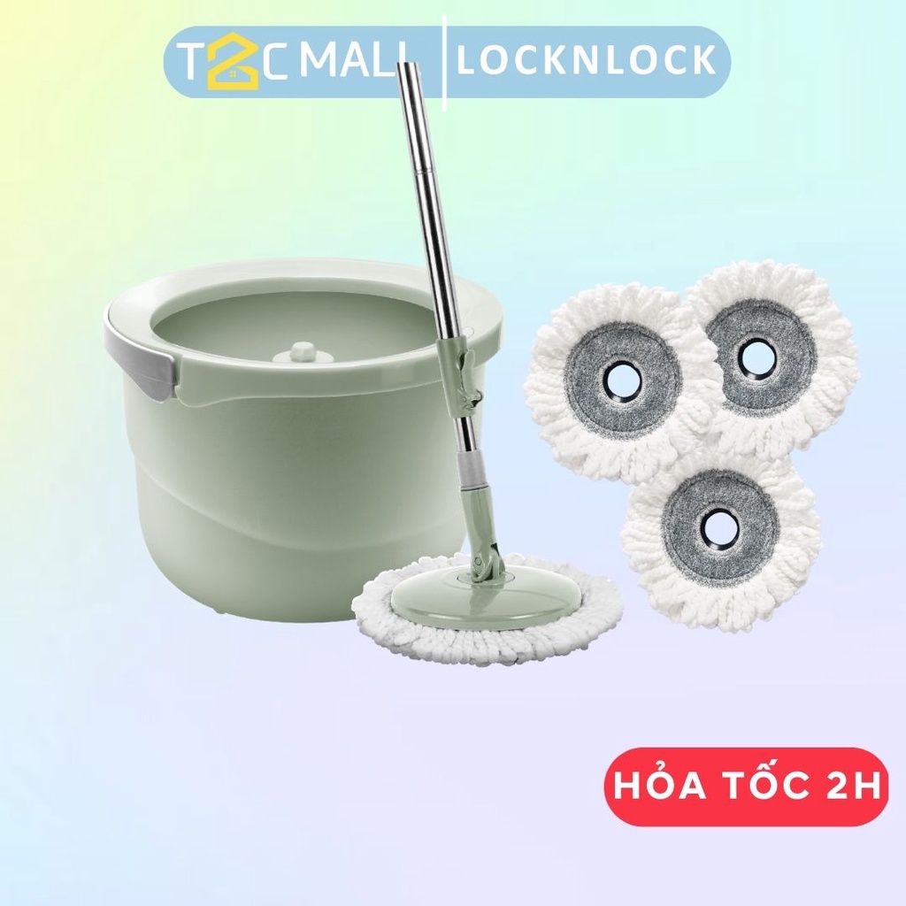 Bộ Cây Lau Nhà MINI SPIN MOP LocknLock ETM498MITS2 4 bông lau T2Cmall