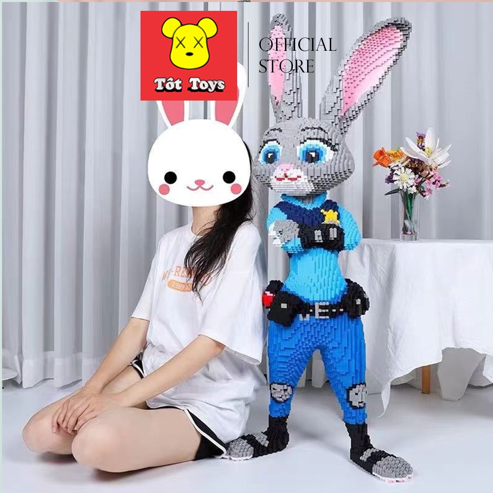 [115cm] Mô hình đồ chơi lắp ráp cáo Nick và thỏ Zootopia judy cỡ lớn size to 115cm đáng yêu cho bé TotToys