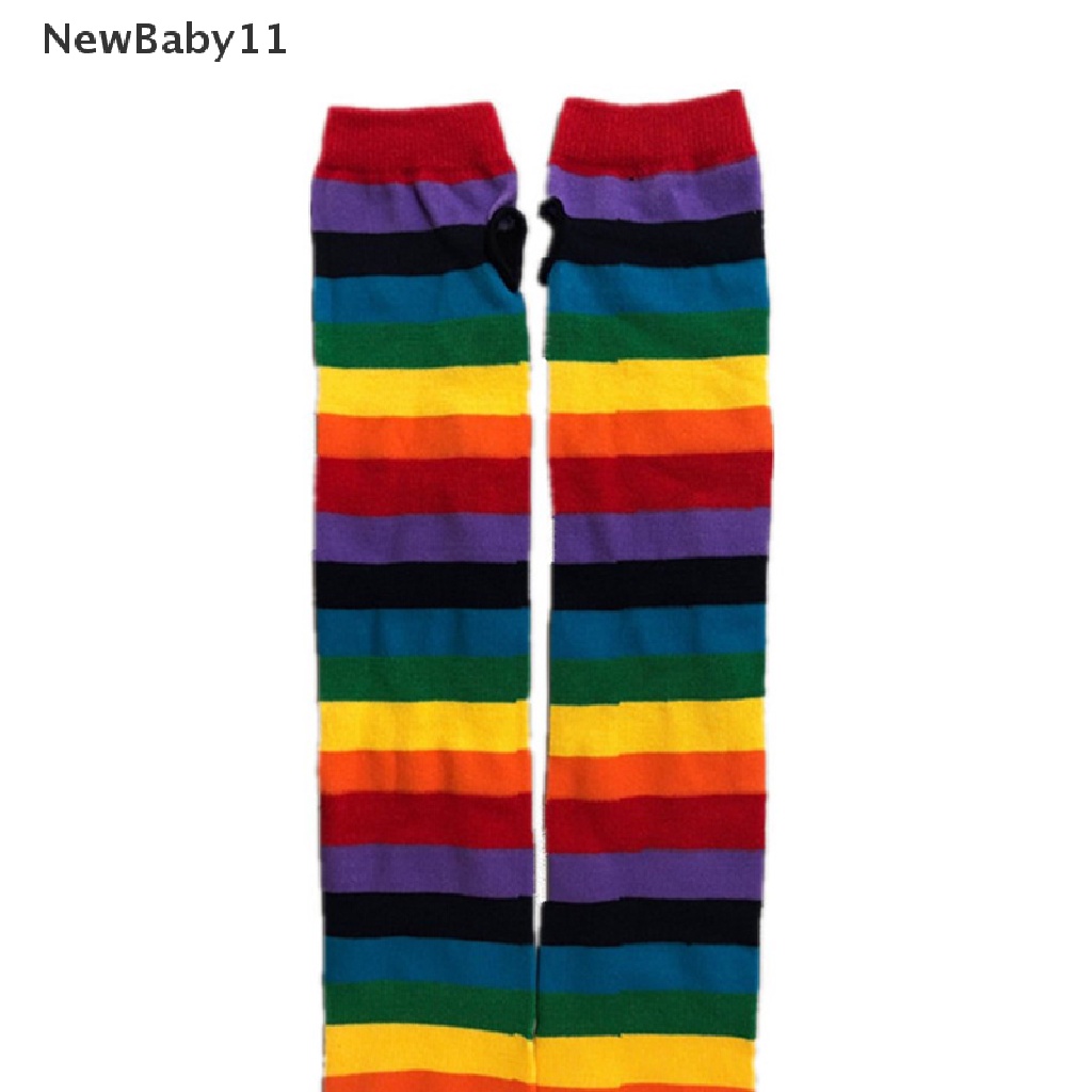 Găng Tay Dệt Kim Hở Ngón Họa Tiết Kẻ Sọc Nhiều Màu Sắc Phong Cách Harajuku Cho Nữ