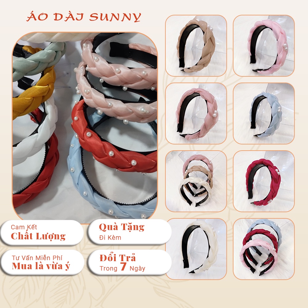 Bờm tóc lụa đính hạt trai _Sunny_ chất liệu von nhẹ rất đẹp khi mặc áo dài cho nữ cách tân phụ kiện cài tóc đẹp