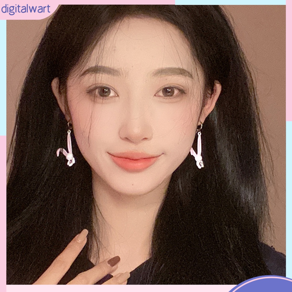 1 Đôi Bông Tai Hình Thỏ Hoạt Hình Đính Đá Ngọt Ngào Phong Cách Hàn Quốc