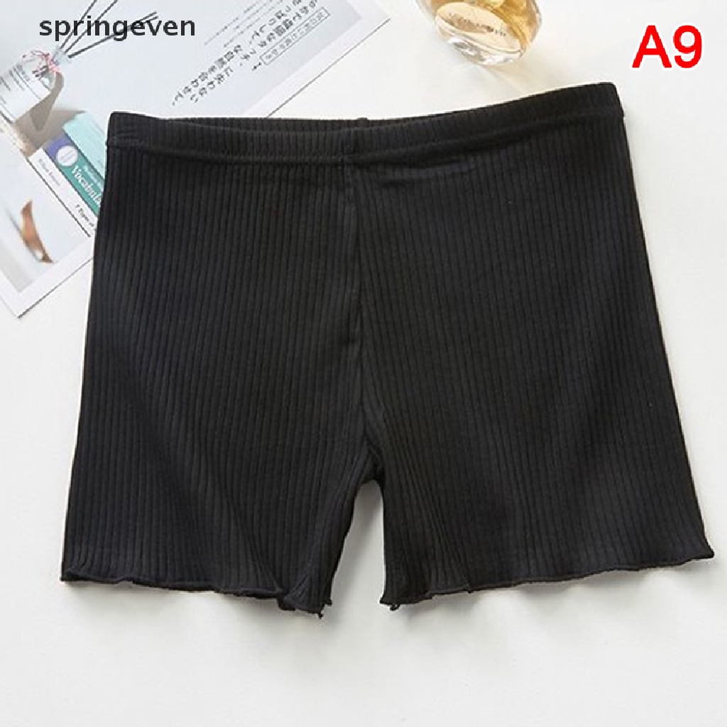 Quần Lót Boxer Co Giãn Không Đường May Màu Trơn Viền Bèo Nhún Thời Trang Xuân Hè Cho Nữ