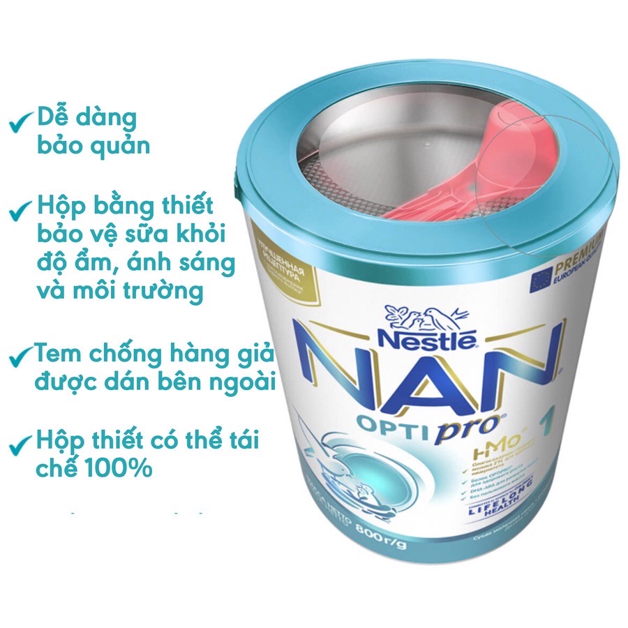 [Date 2024] Sữa Công Thức Nan Nga Optipro Nestle Số 1 - 800g