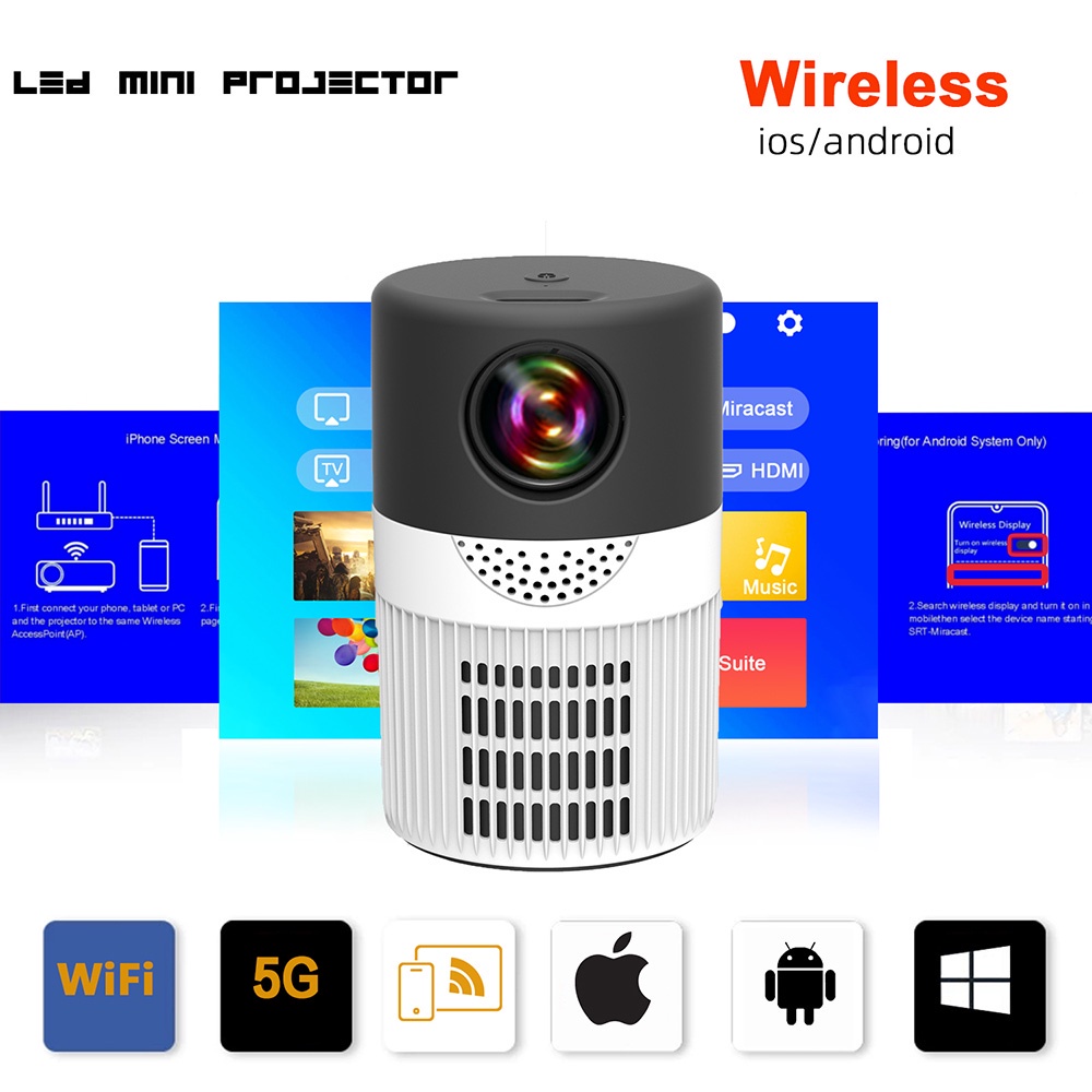 Máy Chiếu mini Yt400 Kết Nối Bluetooth Không Dây Cho Điện Thoại / Máy Chiếu