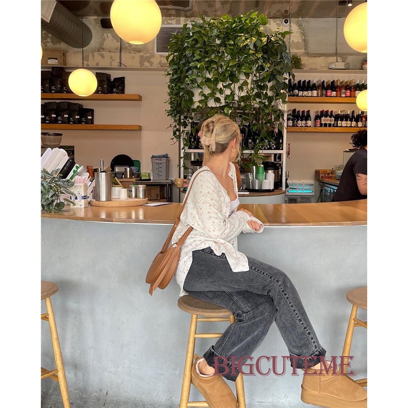 Áo Cardigan Dệt Kim Y2K Tay Dài Có Nút In Hoa Dễ Thương Cho Nữ