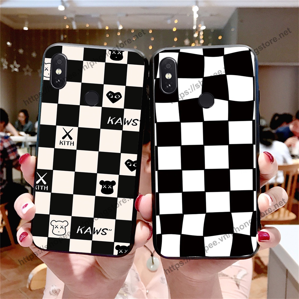Ốp lưng Xiaomi Mi A2 caro mặt cười cute, giá rẻ cực đẹp nhiều mẫu ốp gấu