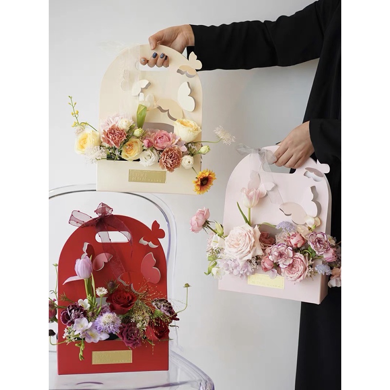 Túi giấy cắm hoa sáp, hoa lụa, túi giấy cắm hoa tươi, hộp giấy cắm hoa