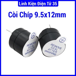 1 chiếc còi chíp 9.5x12mm 3/5/12V tùy chọn, dùng trong các mạch điện tử với mục đích tạo ra tín hiệu âm thanh