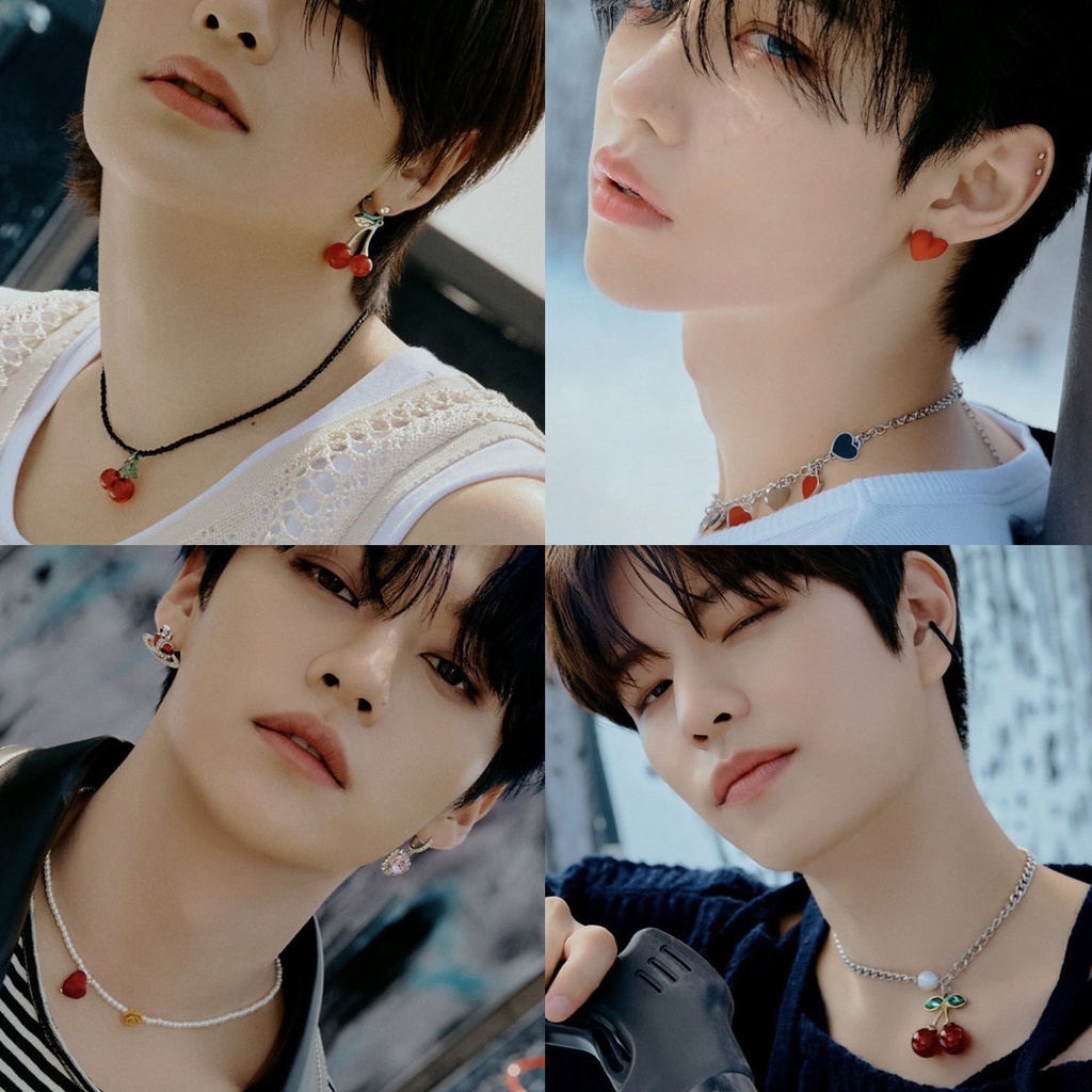 Bộ Vòng cổ + Bông Tai Thời Trang Hình Nhóm Nhạc Kpop Stray Kids