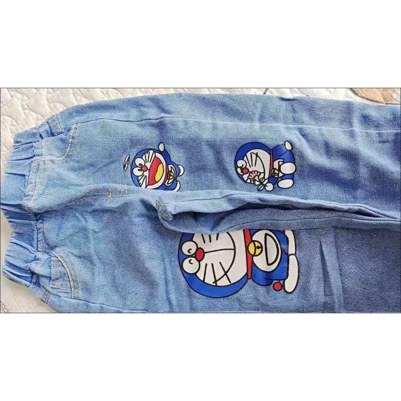 Quần bò cạp chun trẻ em Doraemon xanh cho bé trai & bé gái
