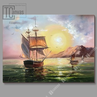Tranh thuyền buồm | tranh canvas tràn viền thuyền buồm sơn dầu, cảnh biển sơn dầu | tb23-30 | tcanvas xưởng tranh